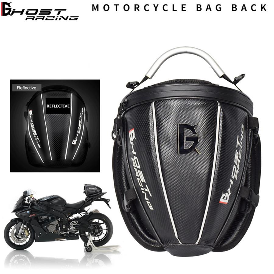 Motorcycle PU Leather Rear Seat Tail Bag Tool Bag Waterproof Carbon Fiber Color