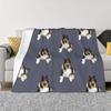 Rough Collie Tri Throw Blanket Fluffy Cute Plaid Dorm Room Essentials Funny Gift Blankets