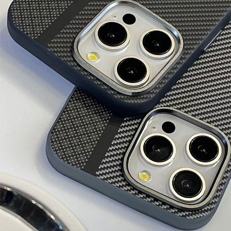 Carbon Fiber Style Case For iPhone 13 14 15 16 Pro Max Shockproof Strong Magnetic Magsafe Matte Anti-Fingerprint Case Cover Etui
