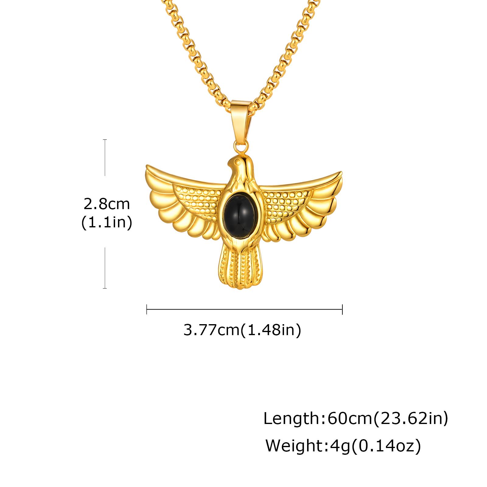 

Falcon of Horus Necklace Stainless Steel Gold Color Eagle Pendant Necklace for Men Women Fashion Natural Stone Jewelry Gift 45cm