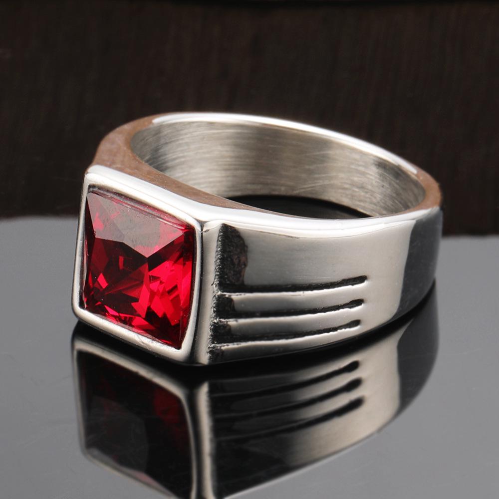 Men's Punk Rhinestone Inlaid Stainless Steel Ring – Japanese Korean Trendsetter Fashion.