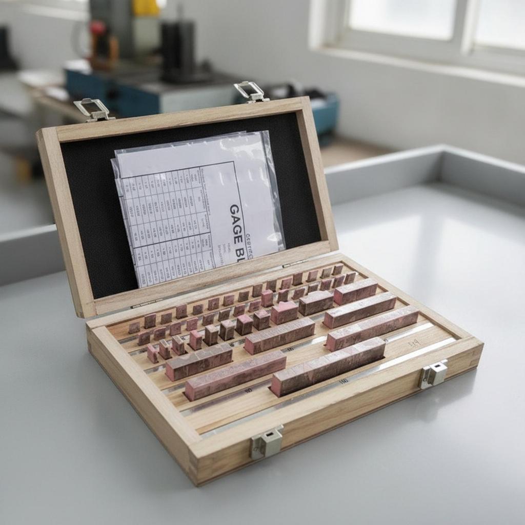 47 Pieces Gauge Block Set with Wooden Case FineTolerance Steel Calibration Blocks