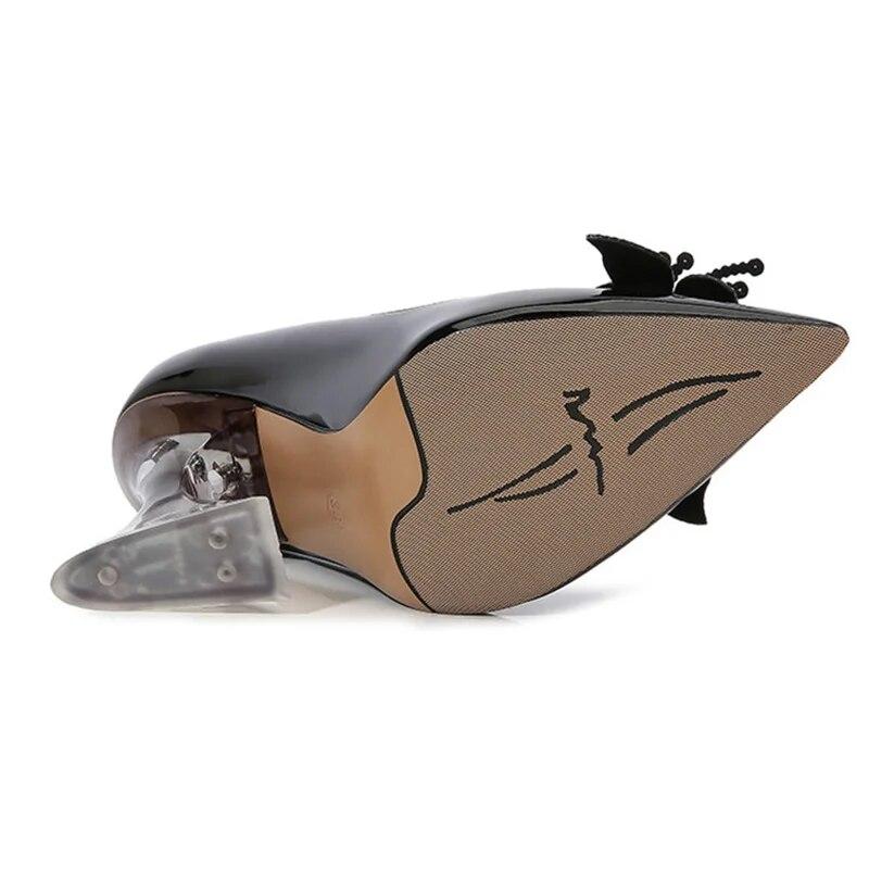 Women's Thick High Heels Crystal Diamond Flower Sexy Fashion Wedding Shoes Bridesmaid 10cm Heel WZ