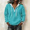 Women's Long Sleeve Drawstring Hoodie with Striped Plaid Print Pullover Sweatshirt