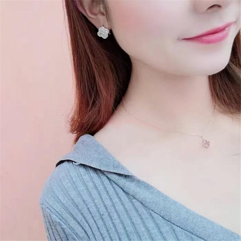 Four-Leaf Clover Diamond Ear Cuff - Women's Luxury French Style Niche Earrings