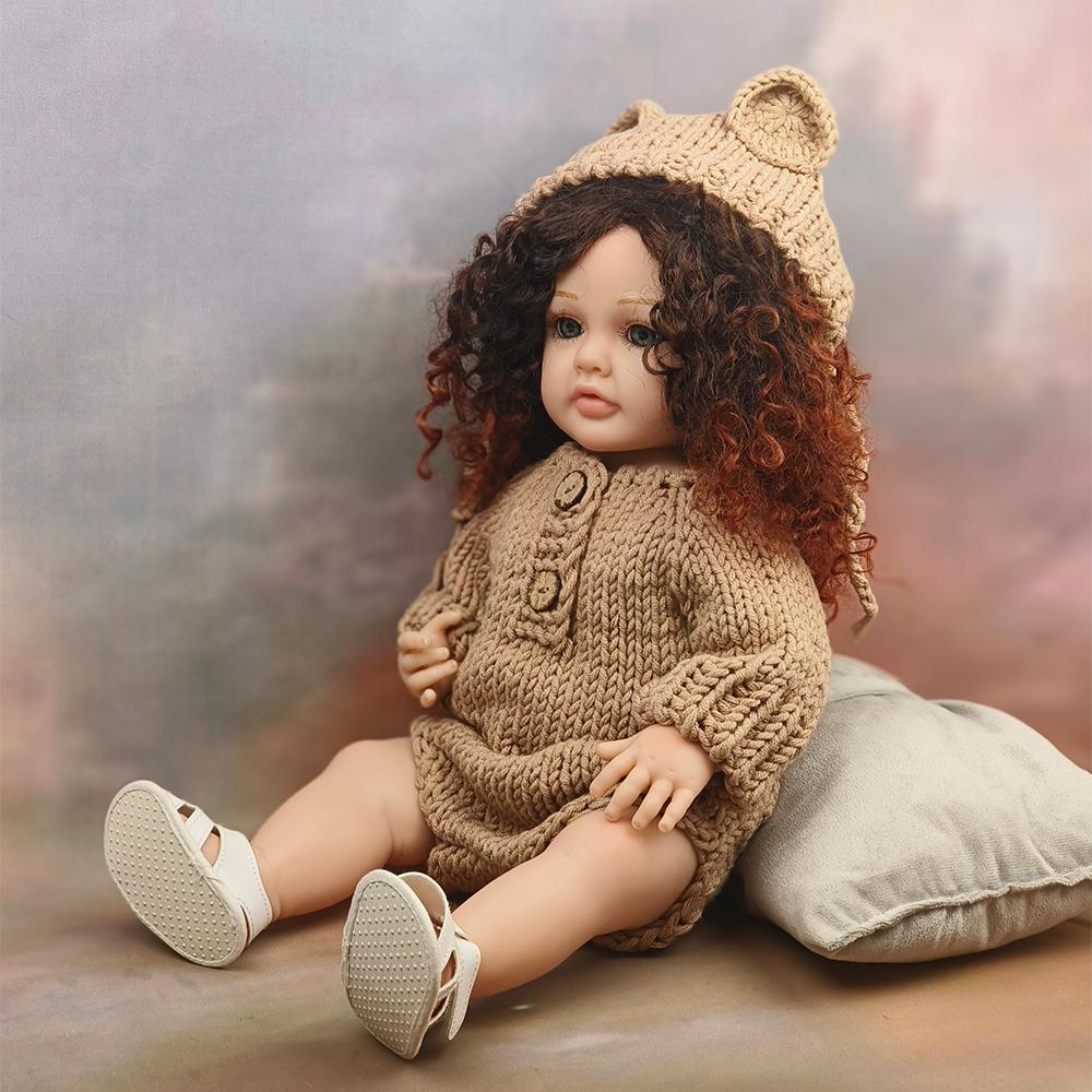 

55 см кукла-реборн с яркими волосами, все тело из мягкого силикона, реалистичная мягкая на ощупь кукла высокого качества, подарки, игрушка для девочек 55cm