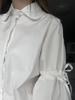 Ženy Nová móda Bílá Klopa Bílá Košile Jaro Podzimní Chic JK Dívčí Jednobarevné Obvaz Flare Rukávy Dlouhé topy Halenka