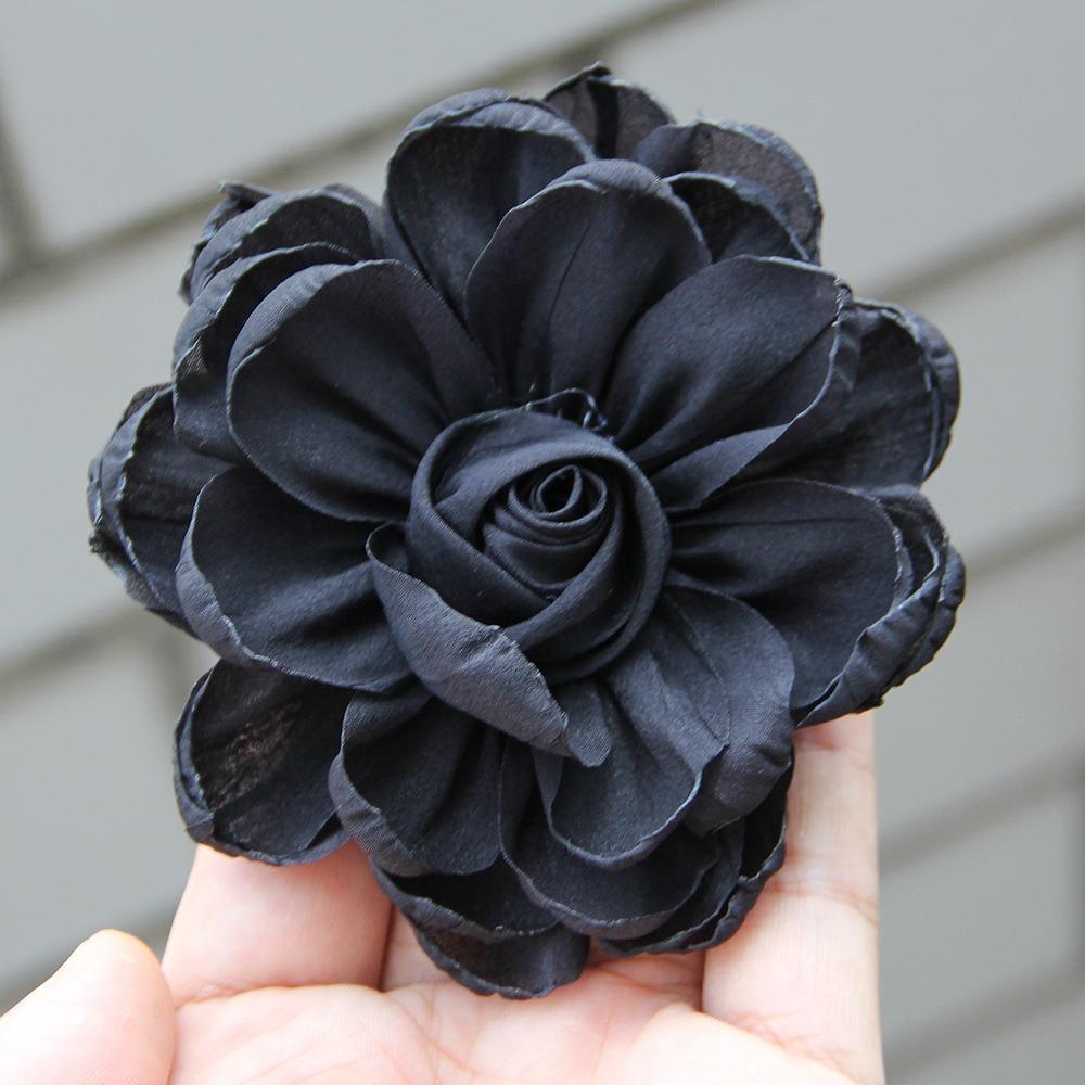 5 Stück DIY Seidenrosen Blütenkopf 3D Gebranntes Stoff Haarschmuck Für Brosche Anzug Jacke Reversnadel