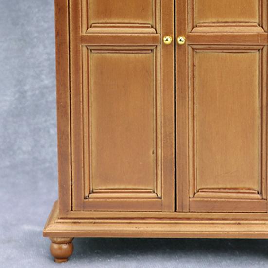 Miniature Wooden Wardrobe Retro Meticulous Workmanship Minimalistic Dollhouse Wooden Upright Wardrobe for 1/12 Doll House