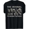 European Sizes The Original Founding Fathers Vintage Native T-Shirt - Black Retro Graphic Tee with Tribal Heads Design