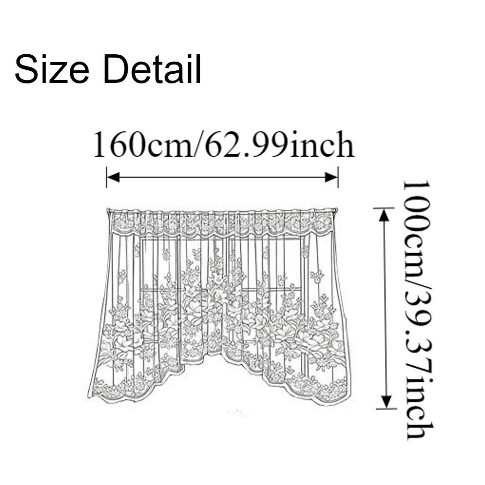 Privacy Lace Curtain Flower Embroidered Half Curtain Romantic Embroidered Curtain Kitchen Window