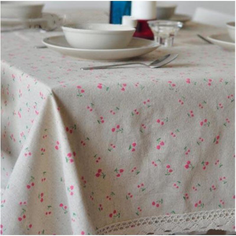 Tablecloth Daisy Print Small Dots Pastoral Cotton and Linen Tablecloth Table Cover