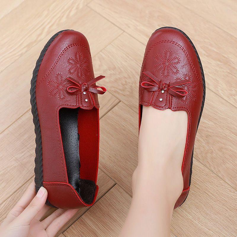 Mom shoes spring soft soles versatile single shoes flat middle-aged and elderly women's shoes non-slip grandma