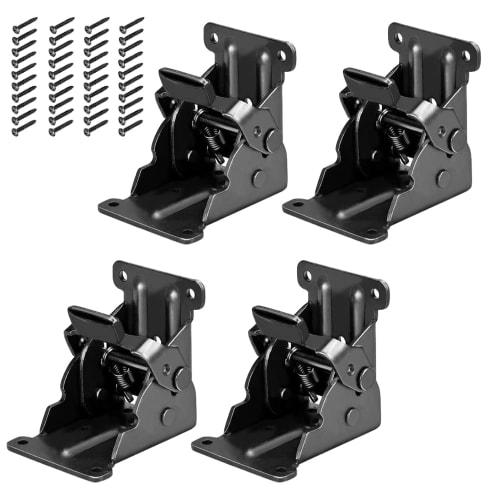 Ailunate Folding Leg Brackets, Set of 4 with 40 Screws, Locking, for Tables, Desks, Kotatsu, Folding, DIY Repair (Black)