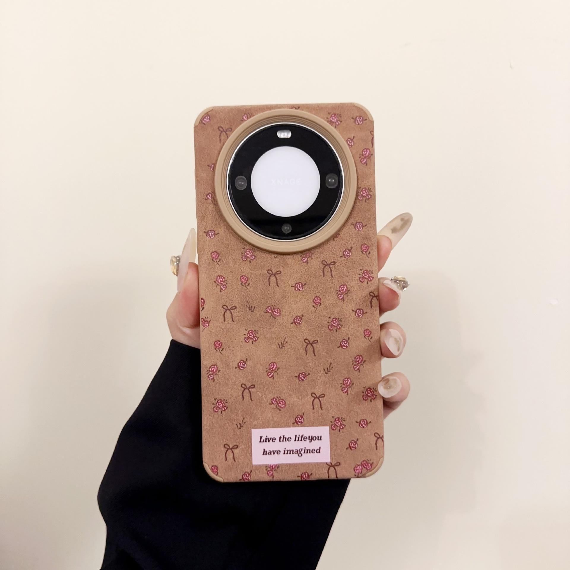 

Чехол для телефона Huawei P70, Apple 16 в стиле Сяосян с красным мелким цветочным узором Oppreno12 с полной оберткой, Vivox100 с шпоном RealmeGT7pro