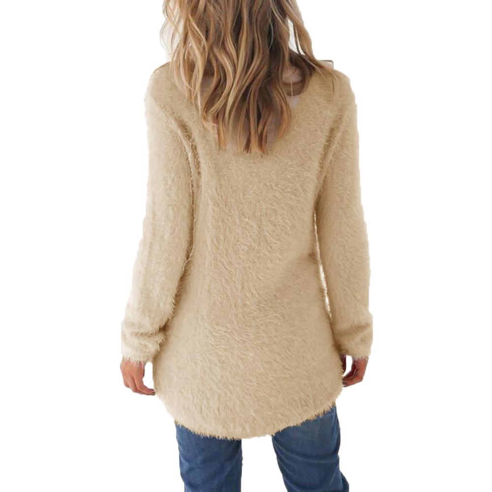 Toamnă Iarnă Femei Pulover de pluș Casual Lejer cu mânecă lungă O gât Topuri Pulover de culoare solidă Cămăși