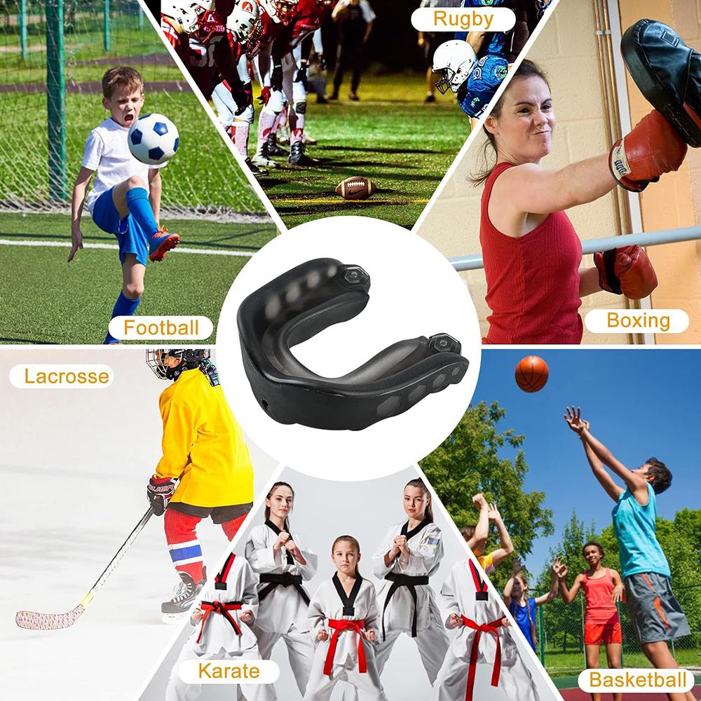 2 ks Fotbalový chránič zubů s popruhem pro fotbal, box, lakros a hokej