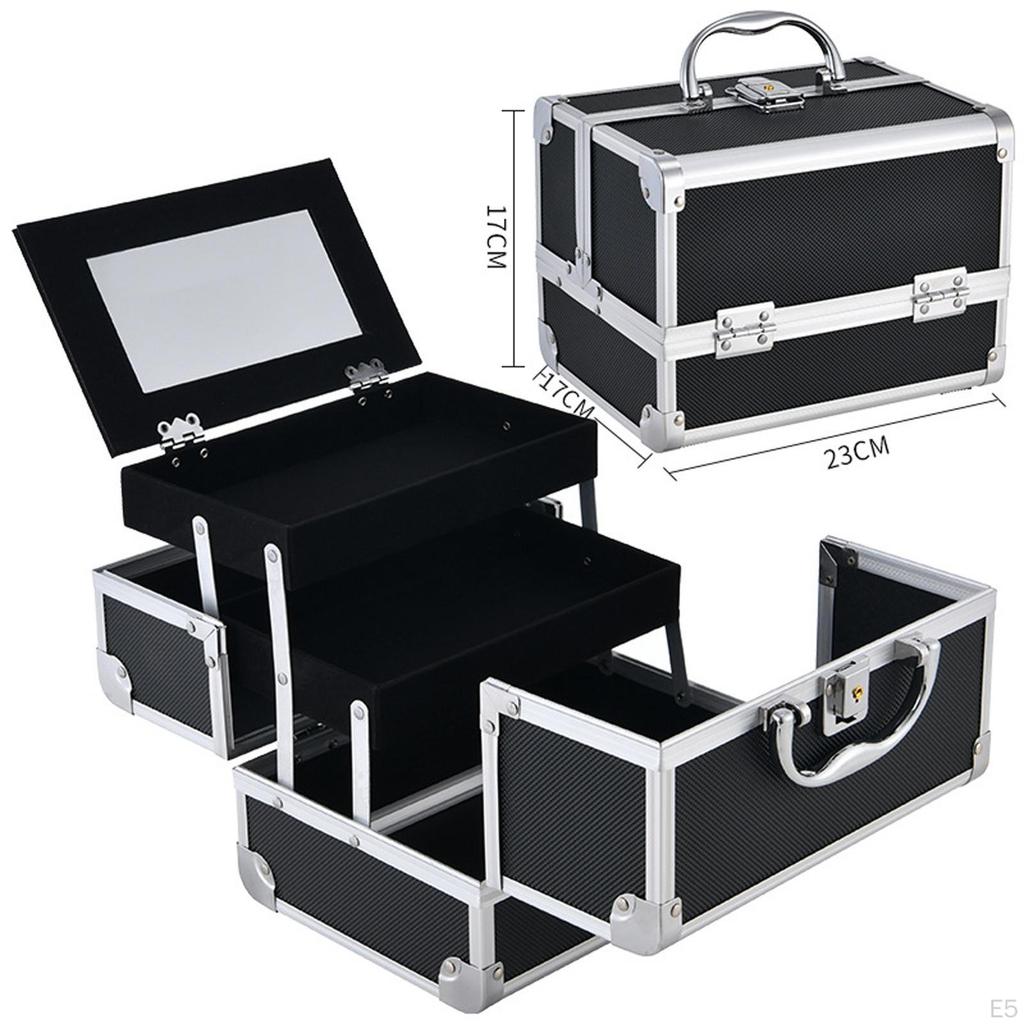 Cosmetic Storage Case with Mirror And Handle for Makeup Tools