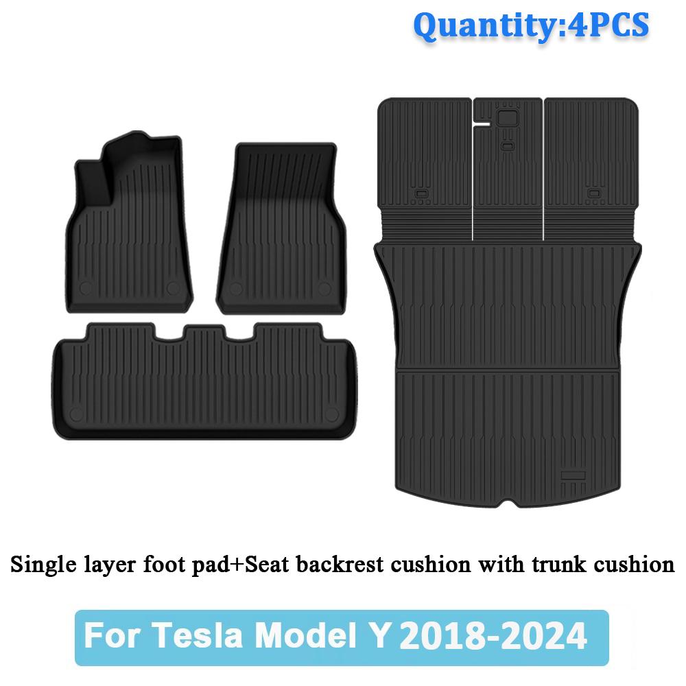 Car Trunk Mat For Tesla Model Y 2020 2021 2022 2023 2024 TPE Floor Mats & Cargo Liner All Weather Trunk Mats Floor Liner Mat