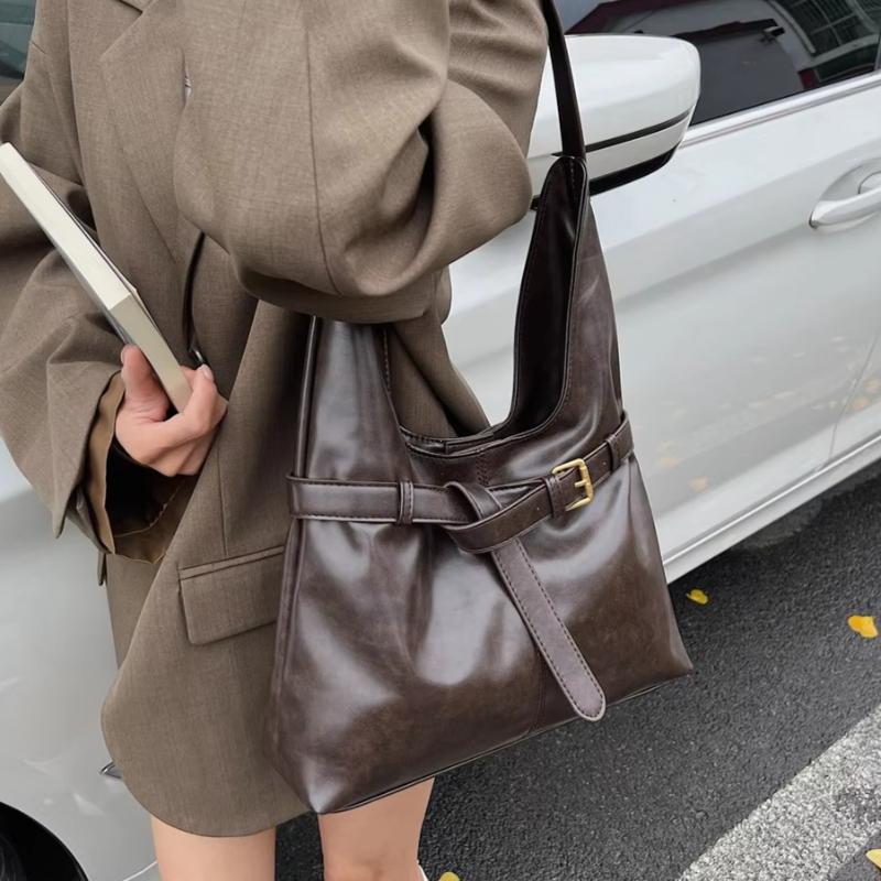Retro Underarm Shoulder Hobo Bags For Women 2026 Luxury Designer Handbags PU Leather Pure Color Big Capacity Shopper Totes Purse