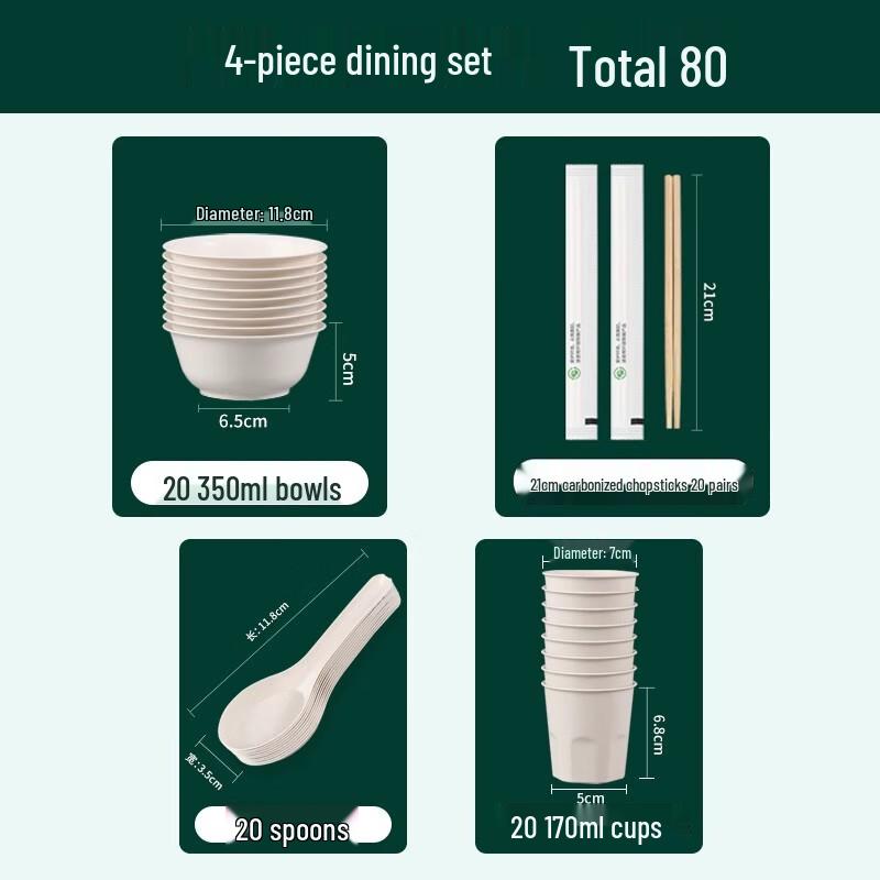 Miaojiayi Rice Husk Disposable Tableware Set