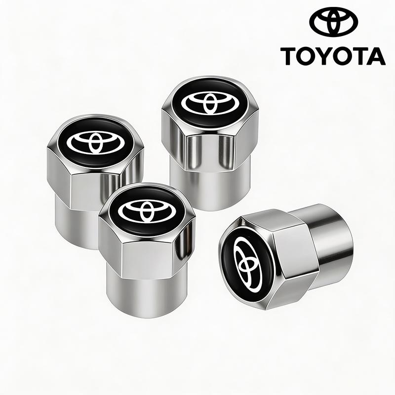 4Pcs Aluminum Alloy Tire Valve Caps Anti Leak Dust Cover Car Wheel Accessory For Toyota Hilux Corolla RAV4 Camry Highlander C-HR