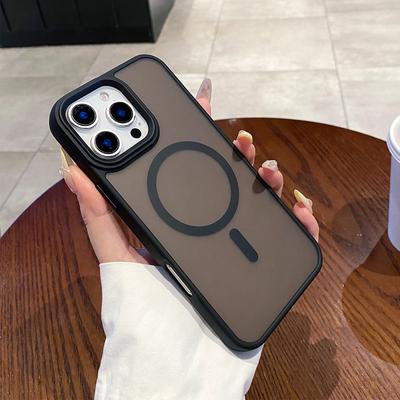 Black Frame Matte Skin Magnetic Phone Case for Apple Magnetic Phone Case Liquid Silicone Magnetic Phone Case