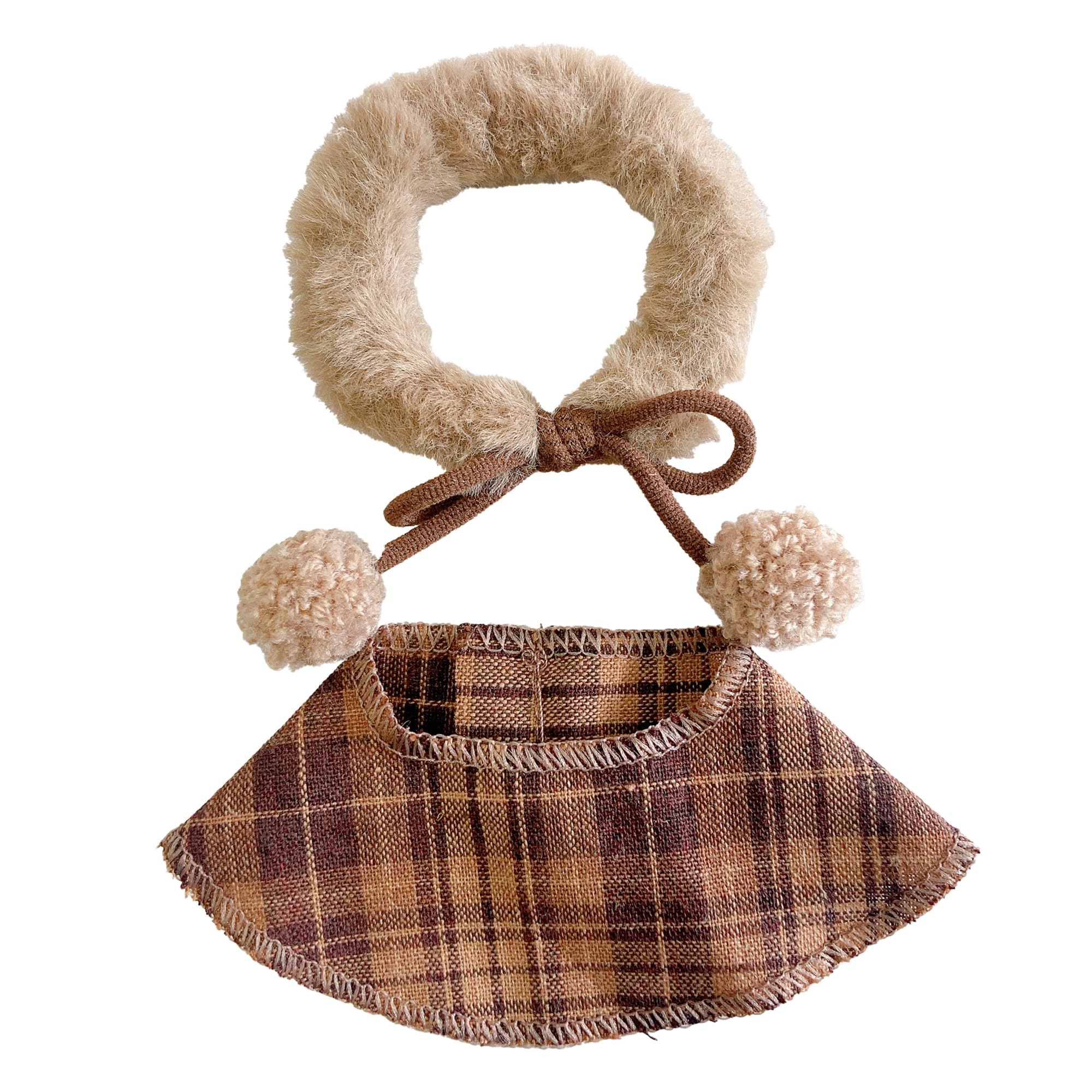 

10cm Plush Clothes, Checkered Fur Cape, Brown, Plush Clothes, Kigurumi Accessories, Otaku Activities, Doll Mascot, Kpopdoll Costume [Used]