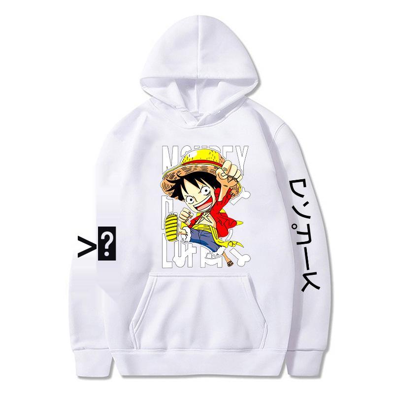 One Piece Luffy Anime Unisex Hooded Pullover Sweatshirt - Korean-Style Casual Long Sleeve Top