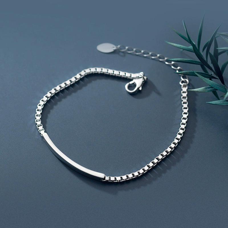 Stainless Steel Silver Color Bracelet  Fashion Couples Accessories Simple Charm Splicing Chain Glossy Geometric Party