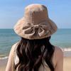Summer new hat women's sunshade sunscreen bow bucket hat breathable mesh seaside beach sun hat