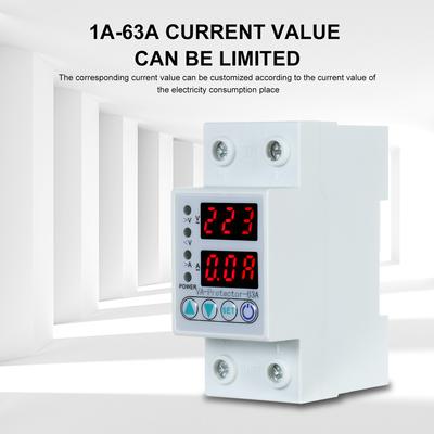 63A 220V Din-skinne justerbar overspenning og underspenningsbeskyttelsesenhet Beskytterrelé over