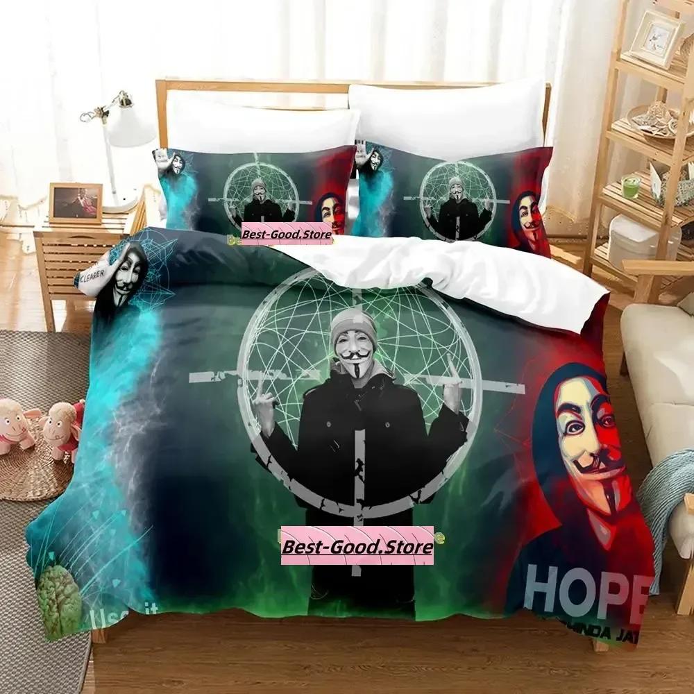 New Personality Technology Anonymous Bedding Set Single Twin Full Queen King Size Bed Set Adult Kid Bedroom Duvetcover Sets