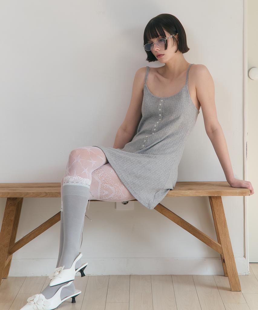 Lojanneu Sweet Dreams Button Mini Dress (Gray)