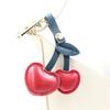 Cherry Bag Pendant Keyring for Ladies PU Leather Fruit Shape Key Ring Jewelry Stylish Decoration for Phones and Wallets