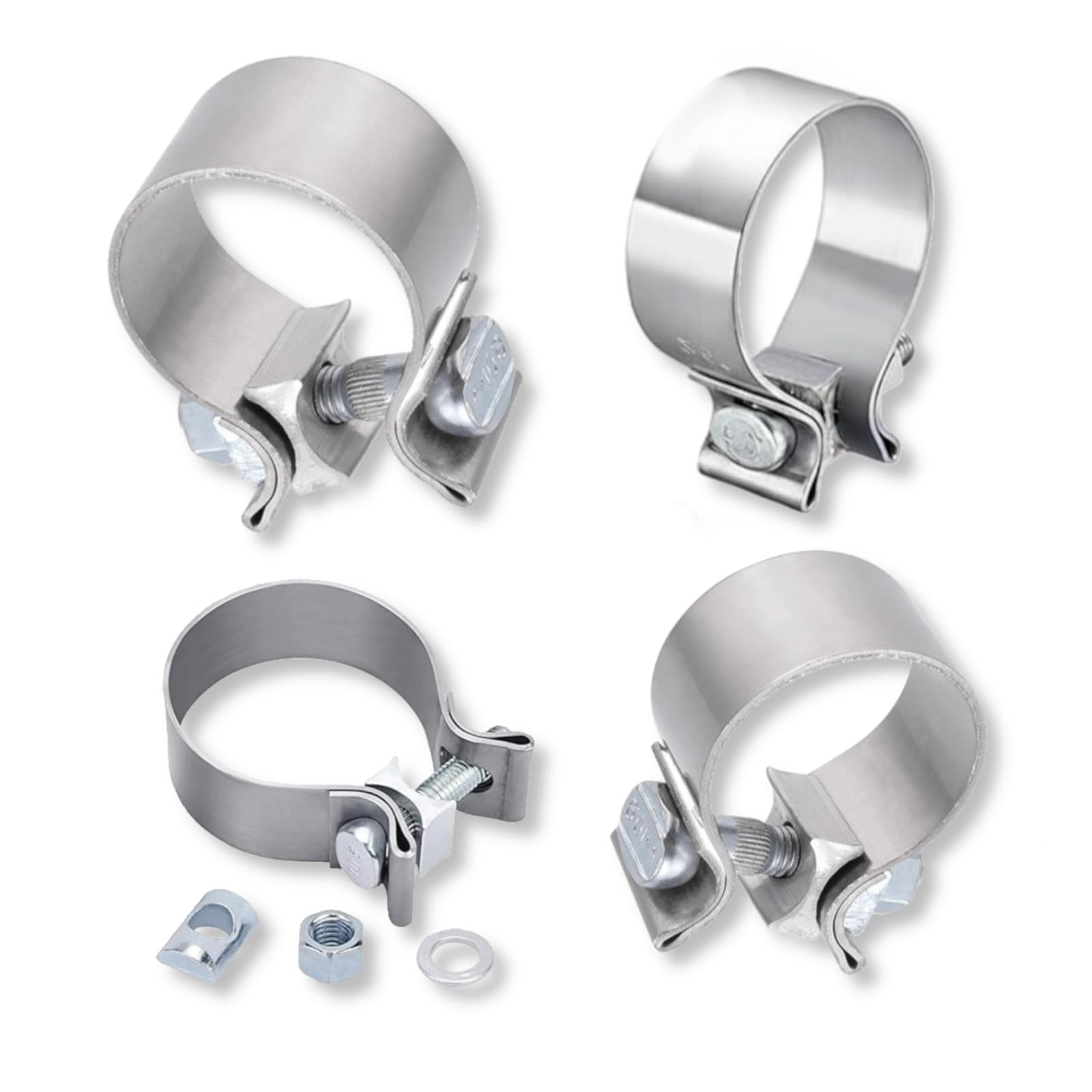 

YESprime 4 шт. Хомут глушителя Хомут глушителя 44-47 мм Совместимый с Harley Хомут трубы Нержавеющая лента для шланга Эпи Глушитель Inner diameter 44-47mm (approximately серебряный
