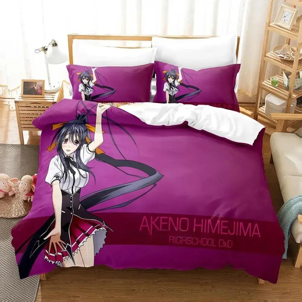 New Kawaii High School DxD Bedding Set Duvet Cover Sheet Printed Bed Set Pillowcase Bed Full Queen King Size Comforter Bedroom