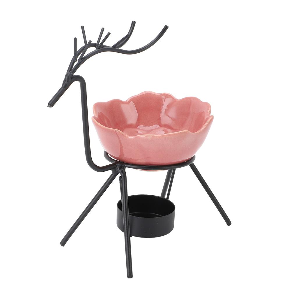 Pink Deer Iron Art Aromatherapy Burner Set Metal Essential Oil Burner Candle Holder for Home and Off