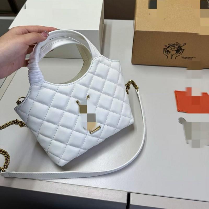 Mini Quilted Chain Shoulder Bag Crossbody Tote Women Soft PU Water Bucket Style With Zippered Pocket