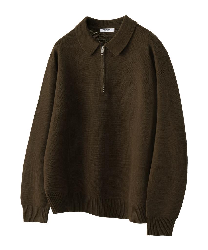 UNTAPPED STUDIO [2Pack] Oversized Half-Zip Collar Hacci Knit 5 Colors