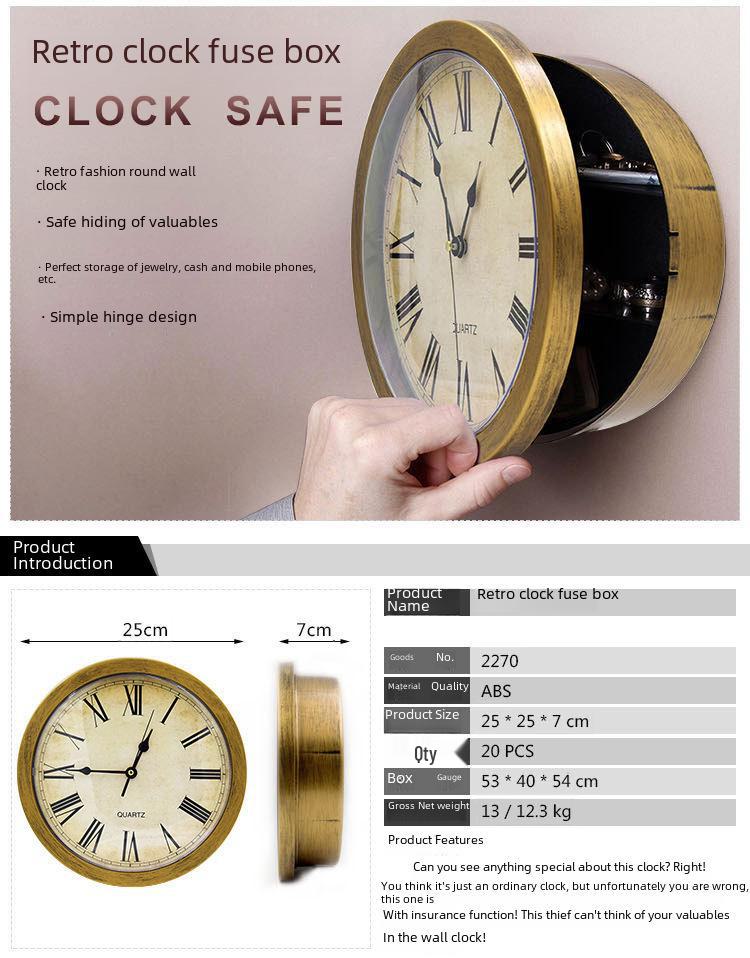 European Style Wall Clock with Hidden Jewelry Storage – Decorative and Personalized Home Décor
