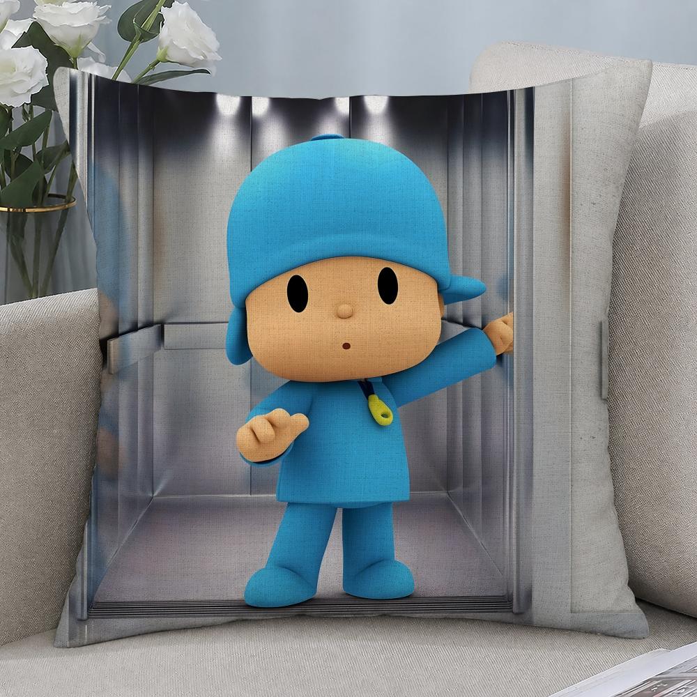 Cartoon Pocoyo Cushion Cover Cushion Covers Natural Linen Breathable Sofa Bedroom Decor Pillowcase
