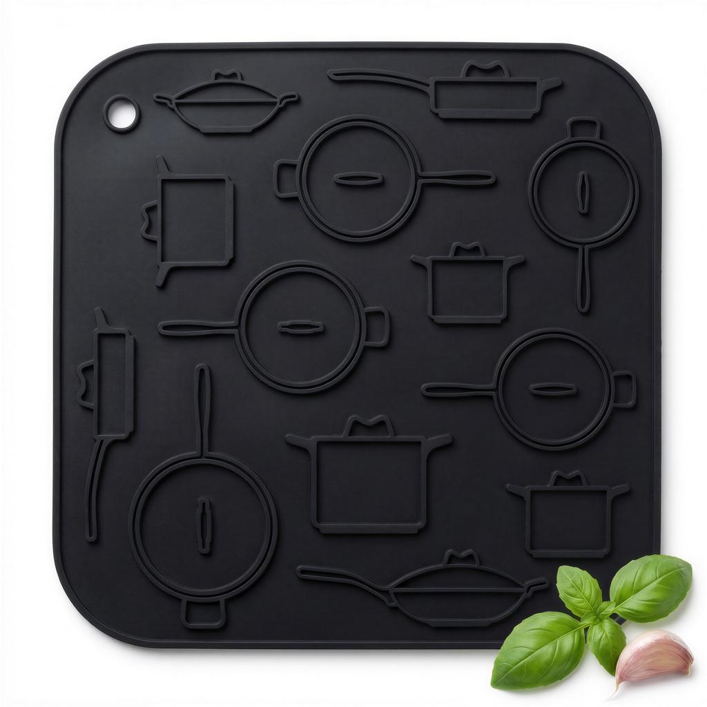 ANTI-SLIP SILICONE PROTECTIVE PAD FOR HOT POT, BLACK 17cm