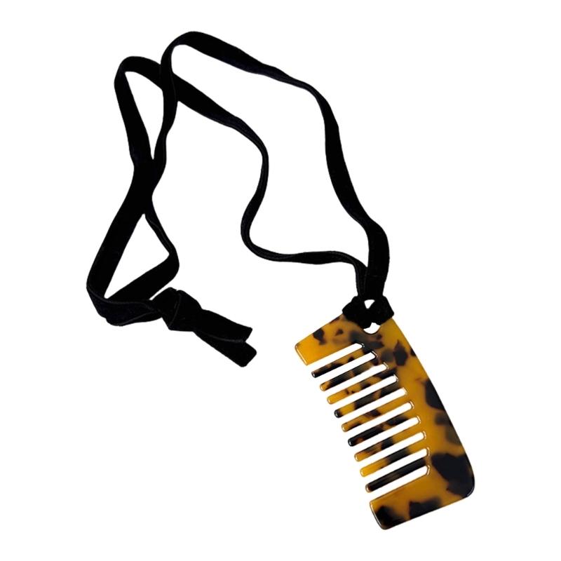 Fashionable Comb Pendant Necklace Unique Comb Shaped Necklace in Long Rope Elegant Neck Jewelry For Stylish Women