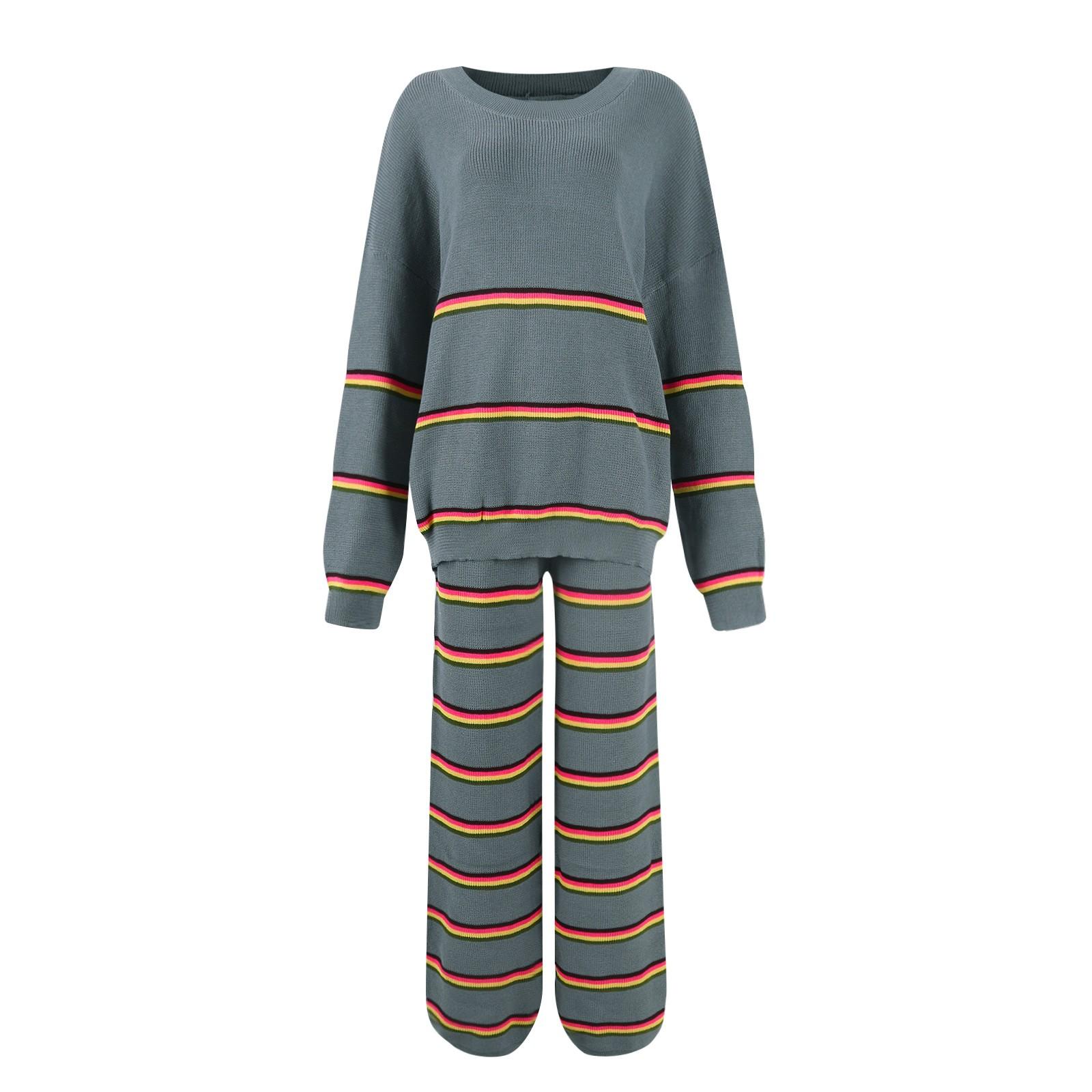 

Женские комплекты из 2 предметов для женщин, объемные комплекты из полосатых свитеров XL синий