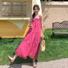 Niche Design Tassel Strappy Dress - Women's Elegant Summer Beach Vacation Style, Loose and Slimming Long Skirt