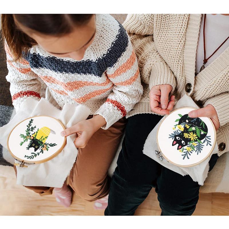 Cat  Pattern  Embroidery  Kit Embroidery Diy Package 20cm Embroidery Stretch Handmade Sewing Craft