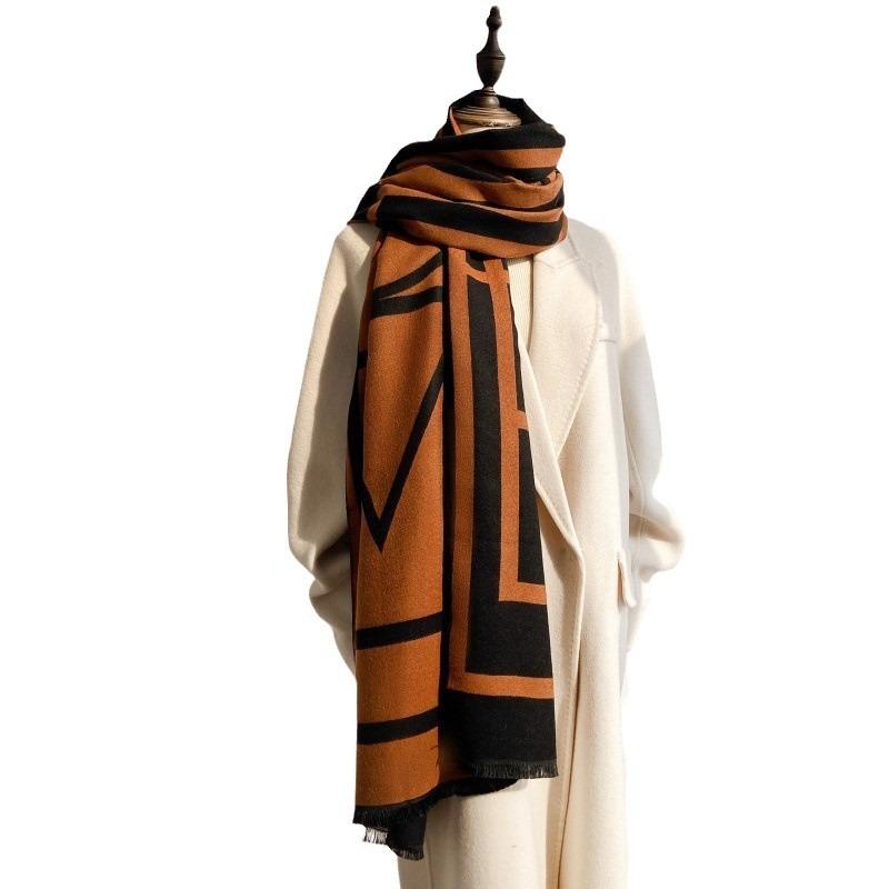 Classic Scarf Women's Autumn and Winter Versatile Imitation Cashmere Double-sided Thickened Warm Shawl Simple Business Scarf