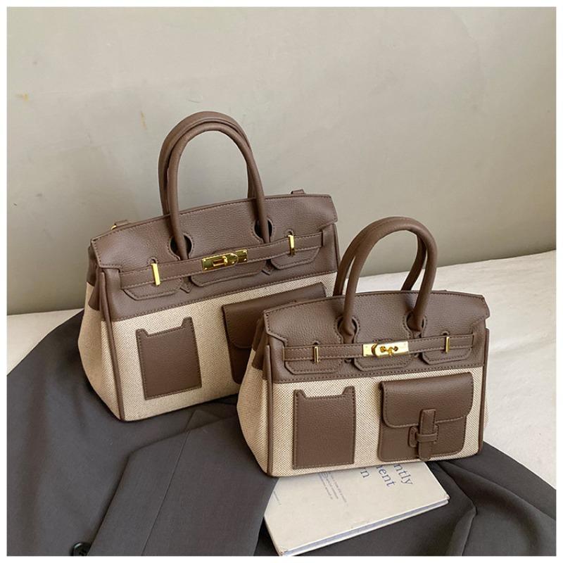 Fashion contrasting color large-capacity bag New commuter versatile messenger bag High-end women's portable platinum bag