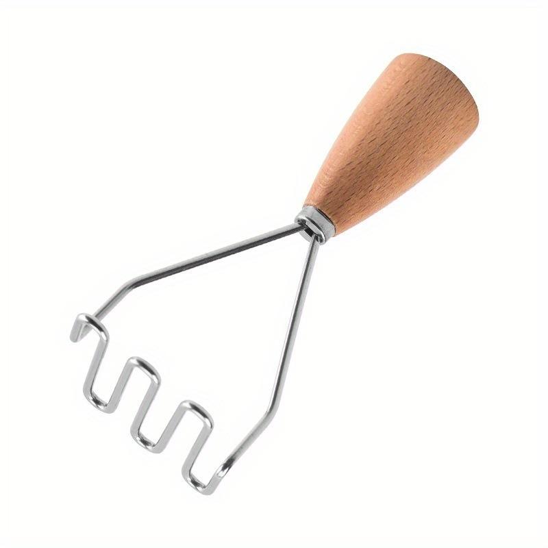 4-teiliges Set aus Edelstahl, Melonenschneider, Käseschneider, Obstschäler, Holzgriff, Kartoffelpresse, Eierschläger, Küchenwerkzeug mit Holzgriff